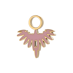 Pink 304 нержавеющей стальной эмали подвески, очарование голубя, ионное покрытие (ip), долговечный, преал 18к позолоченный, розовые, 10x10 мм, отверстие: 2.50 мм