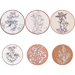 (52) Непрозрачная лаванда 6шт. деревянная плоская круглая настенная панель в богемном стиле с цветочным декором, отделка стен, с железным крюком, разноцветные, 200~253x4.5 мм