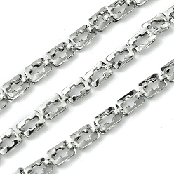 Stainless Steel Color Tarnish Resistant 304 Stainless Steel Rectangle with Cross Link Chains, Soldered, with Spool, Stainless Steel Color, 6x3x1.5mm, about 32.81 Feet(10m)/Roll