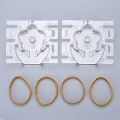 Clear Flower Plastic Candle Molds, for Candle Making Tools, with Elastic Cord, Clear, 92x110x41mm, Hole: 35x35mm, Inner Diameter: 80x54mm