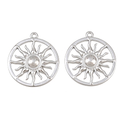 Stainless Steel Color 304 Stainless Steel Pendants, Sun Charms, Stainless Steel Color, 27x24x3mm, Hole: 1.6mm