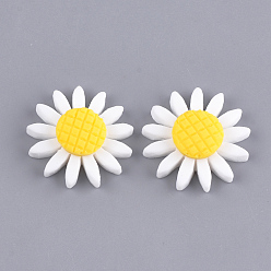 White Resin Cabochons, Sunflower, White, 27~28x7.5mm