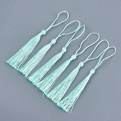 Бледно-бирюзовый Полиэстер кисточка большие подвесные украшения, бледные бирюзовая, 80~90x6~7 мм