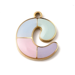 Letter C 304 подвески из нержавеющей стали, с эмалью, ионное покрытие (ip), реальный 18 k позолоченный, буква С, 15x13x2 мм, отверстие : 1.5 мм