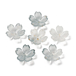 Светло-серый Акриловый шарик крышки, цветок, с золотой порошок, светло-серый, 19x6 мм, отверстие : 1.6 мм, Около 1250 шт / 500 г