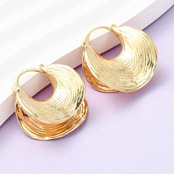 Настоящее золото 18K Серьги-кольца из текстурированной луны и латуни, реальный 18 k позолоченный, 26x25 мм