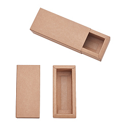 BurlyWood Kraft Paper Drawer Box, Folding Box, Drawer Box, Rectangle, BurlyWood, Finished Product: 12.1x5.1cm, Inside Size: 10.6x3.6x3.5cm, 20pcs/set