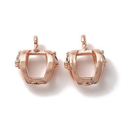 Rose Gold Rack Plating Brass Micro Pave Cubic Zirconia Hanger Links,Tube Bails, Cadmium Free & Lead Free, Long-Lasting Plated, Rose Gold, 11x9x5mm, Hole: 1.4mm, Inner Diameter: 5x4mm
