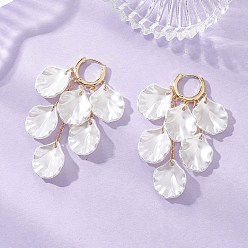 Золотой Серьги-люстры из искусственного жемчуга из АБС-пластика «Петалин», с фурнитурой для сережек из латуни и 304 нержавеющей стали, золотые, 58 мм