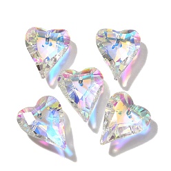 Прозрачный АВ Стеклянные подвески, сердце, AB цвет, граненые, ясно AB, 26.5x21.5x8 мм, отверстие : 1.6 мм