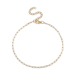 Золотой 304 ножные браслеты из нержавеющей стали со скрепками, с застежками-карабинами и удлинителями цепочек, золотые, 8-5/8 дюйм (22 см)