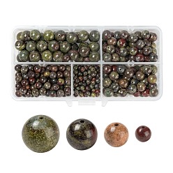 Dragon Blood 340Pcs 4 Style Natural Dragon Blood Beads, Round, 4mm/6mm/8mm/10mm, Hole: 1mm