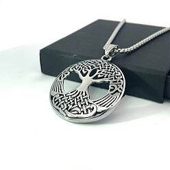 Нержавеющая Сталь Цвет Подвеска в виде скандинавского древа жизни в стиле викингов для мужчин и женщин, простая парная цепочка.