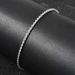 Нержавеющая Сталь Цвет Браслеты из нержавеющей стали с витыми звеньями для женщин, цвет нержавеющей стали, 304 дюйм (7.64 см)