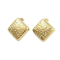 Настоящее золото 18K Ионное покрытие (ip) 304 серьги-гвоздики из нержавеющей стали для женщин, ромб, реальный 18 k позолоченный, 22x22 мм