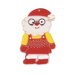 Красный Печатные акриловые большие подвески, Дед Мороз, красные, 54x33x2 мм, отверстие : 1.6 мм