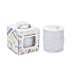 White Waxed Cotton Cords, White, 1mm, about 100yards/roll(91.44m/roll), 300 feet/roll