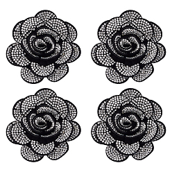 Кристалл 4шт. войлочные украшения, камелия, со стразами, кристалл, 66x26 мм