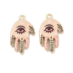 Hamsa Hand Печатные подвески сплава, стойки покрытие, без кадмия, без никеля и без свинца, золотые, hamsa hand charms, 26.5x15x3.5 мм, отверстие : 1.8 мм