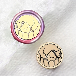 Cat Shape Сургучная печать латунная головка штампа, для сургучной печати, форма кошки, 15x15 мм, отверстие : 7 мм