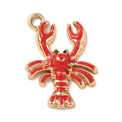 Красный Подвески из эмали и сплава, креветка, золотые, красные, 24.5x18x4.5 мм, отверстие : 2.2 мм
