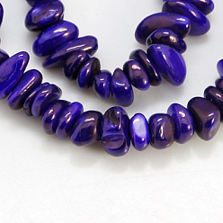 Индиго Природные стеклянные бусы нити, окрашенные, чипсы, индиговые, 5~12x5~8x1~6 мм, отверстие : 1 мм