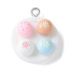 Белый Непрозрачные подвески смолы, имитация еды, хлеб, с платиновыми железными петлями, белые, 23.5x19x7.5 мм, отверстие : 2 мм