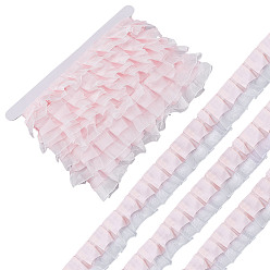 Pink 7.5 ярдов двойной полиэстеровой кружевной отделки для украшения шитья, розовые, 1-5/8 дюйм (41 мм)