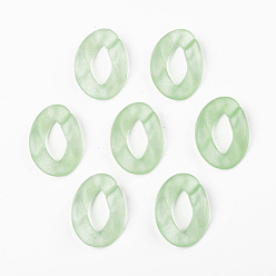 Pale Green Transparent Acrylic Linking Rings, Quick Link Connectors, for Curb Chains Making, Frosted, Unwelded, Twist, Pale Green, 39.5x29.5x7.5mm, Inner Diameter: 22x11mm