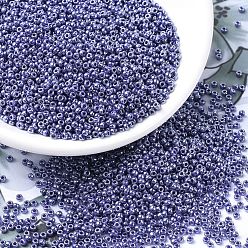 (RR434) Opaque Eggplant Luster MIYUKI Round Rocailles Beads, Japanese Seed Beads, (RR434) Opaque Eggplant Luster, 11/0, 2x1.3mm, Hole: 0.8mm, about 1100pcs/bottle, 10g/bottle