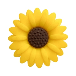 Gold Flower Food Grade Eco-Friendly Silicone Focal Beads, Gold, 20x20mm