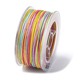 Разноцветный Сегментный окрашенный вощеный полиэфирный шнур, витой круглый шнур, красочный, 1 мм, около 49.21 ярдов (45 м) / рулон