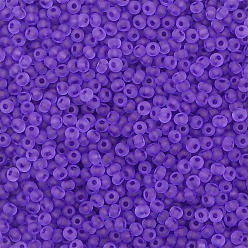 Сине-фиолетовый Стеклянный бисер матового цвета, рондель, синий фиолетовый, 2 мм, отверстие : 1 мм, о 660 шт / комплект