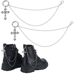 Платина 2шт. латунные витые цепи цепи для ремней для обуви, крестик, Сплав с застежками когтя омара, платина, 248 мм