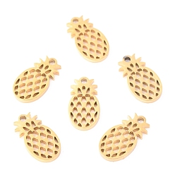 Золотой 304 прелести нержавеющей стали, лазерная резка, ананас, золотые, 11.5x6.5x1 мм, отверстие : 1.2 мм
