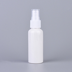 White 50ml Portable PET Plastic Refillable Spray Bottle, with PP Plastic Mist Pump & Cap, Perfume Atomizer, White, 11.4x3.2cm, Capacity: about 50ml(1.69 fl. oz).