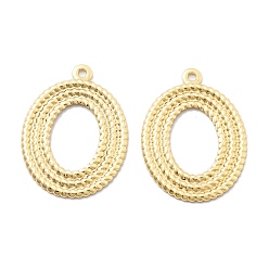 Настоящее золото 18K Латунные подвески, без кадмия, без никеля и без свинца, полый овал, реальный 18 k позолоченный, 28.5x20.5x1 мм, отверстие : 1.5 мм
