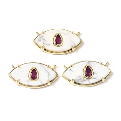 Говлит Природные подвески Говлит, латунные подвески в виде глаз с инкрустацией из кубического циркония глубокого розового цвета., реальный 18 k позолоченный, без кадмия и без свинца, стойки покрытие, долговечный, 11~12x22~22.5x4.5~5 мм, отверстие : 1.2 мм