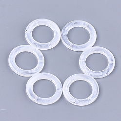 Clear Acrylic Bead Frame, Imitation Gemstone Style, Ring, White & Clear, 41x4.5mm, Hole: 2mm, about 130pcs/500g