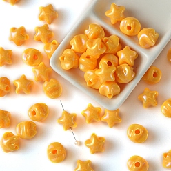 Оранжевый УФ-покрытие радужная непрозрачная смоляная бисеринка, звезда, оранжевые, 15x14 мм