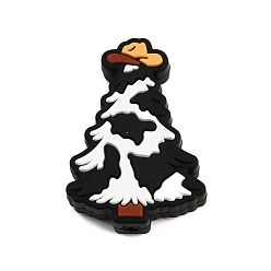 Рождественская елка Рождественские силиконовые бусины, фокусные бусы, чёрные, рождественская елка, 28x20x8 мм, отверстие : 2 мм