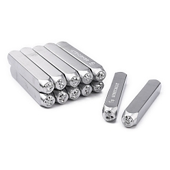 Platinum Iron Metal Stamps, for Imprinting Metal, Plastic, Wood, Leather, Animal Pattern, Platinum, 65.5x10mm, Pattern: 6mm, 12pcs/box