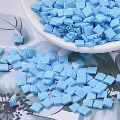 (TL413FR) Matte Opaque Turquoise Blue AB MIYUKI TILA Beads, Japanese Seed Beads, 2-Hole, (TL413FR) Matte Opaque Turquoise Blue AB, 5x5x1.9mm, Hole: 0.8mm, about 5900pcs/500g