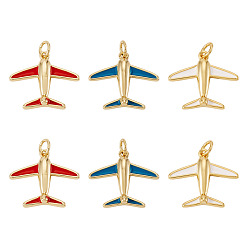 (52) Непрозрачная лаванда 6 шт. 3 цвета латунные эмалевые подвески, прелести самолета, стойки покрытие, без кадмия и без свинца, долговечный, с целью перехода в кольце, разноцветные, 17.5x20x3.5 мм, отверстие : 3.5 мм, 2 шт / цвет