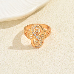 Number Кольца для женщин с микропаве из латуни и кубическими цирконами, золотые, число, 20 мм, внутренний диаметр: 16мм~18мм