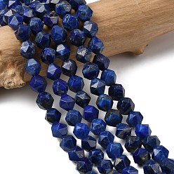 Ляпис-Лазурь Нитки бусины из натурального ляписа-лазури, звезды вырезать круглые бусы, граненые, 5~6x5~6x5~6 мм, отверстие : 1~1.2 мм, около 64~68 шт / нитка, 14.80''~15.04'' (37.6~38.2 см)
