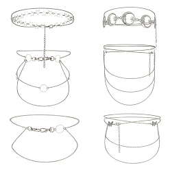 Платина 6шт 6 стили железный кабель цепи ремни наборы, с подвесками в виде лунных звезд из сплава, платина, 400~530 мм, 1 шт / стиль