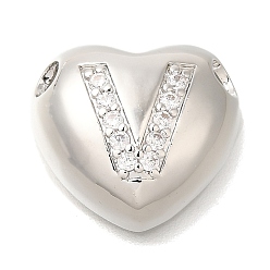Letter V Стойка металлическая латунная микропрофилированная кубическая циркония подвески, без кадмия и без свинца, сердце с подвесками в виде буквы az, платина, Буква V, 14.5x16x6 мм, отверстие : 3 мм