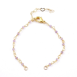 Аметист Натуральный аметист цепочки из бисера ручной работы изготовление браслетов, с петлей и латунными застежками в виде когтей лобстера, 6-1/8 дюйм (15.5 см)