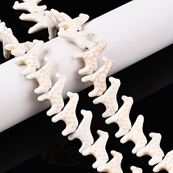 Желтая Старая Ткань  Синтетических нитей бирюзовые бусы, окрашенные, жирафа, старое кружево, 14x20x5.5 мм, отверстие : 1.5 мм, около 31~34 шт / нитка, 15.16~16.57'' (38.5~42.1 см)